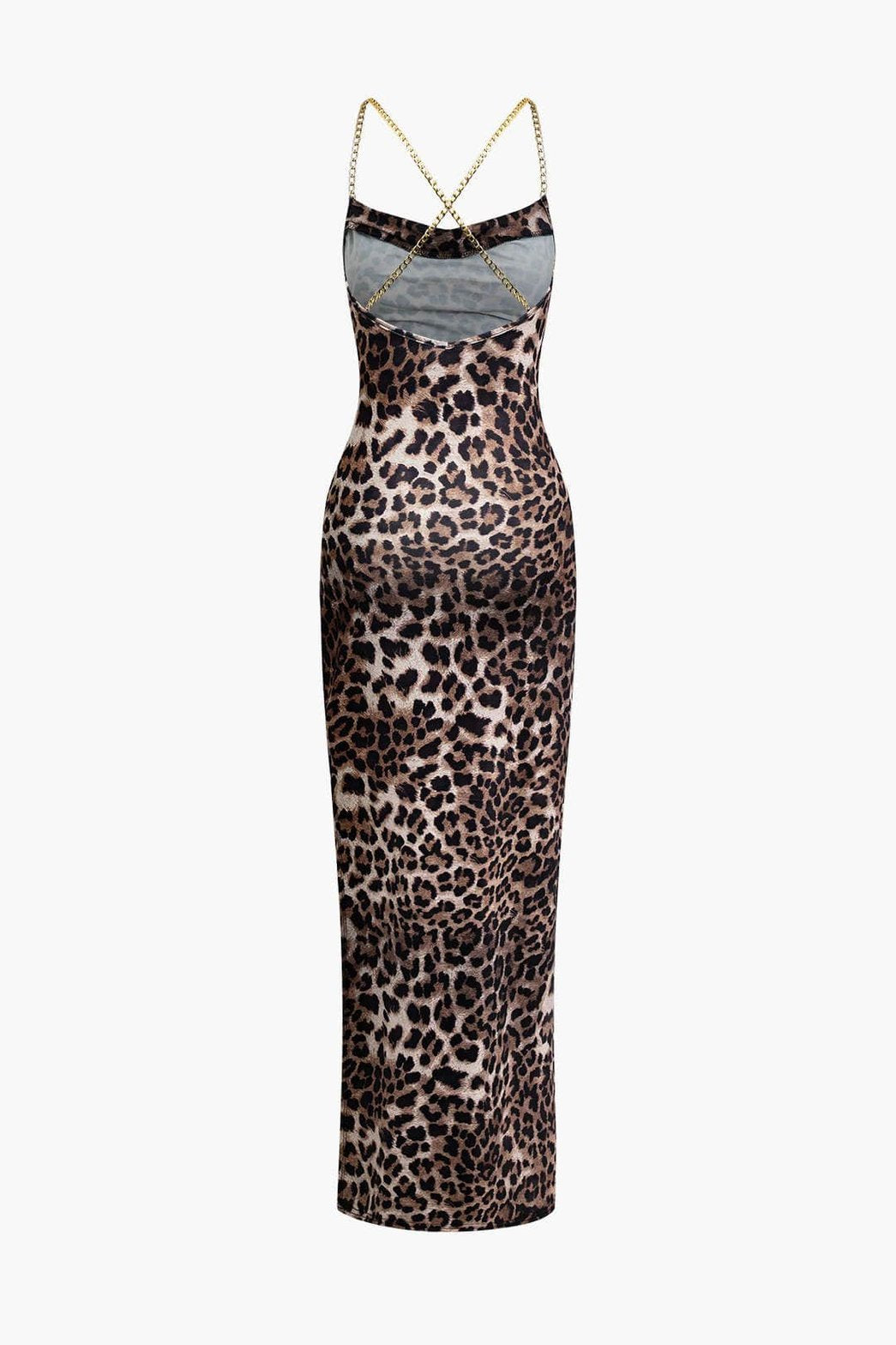 Robe moulante léopard col drapé délice