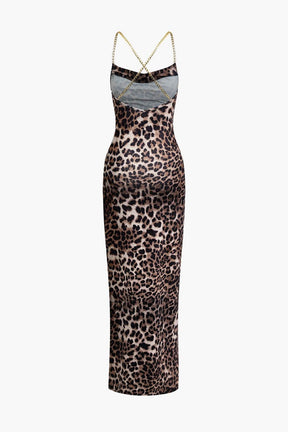 Robe moulante léopard col drapé délice