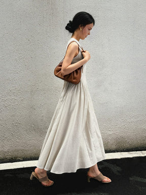 Robe longue lin fendue élégante vent