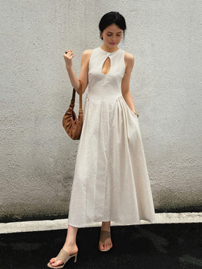 Robe longue lin fendue élégante soleil