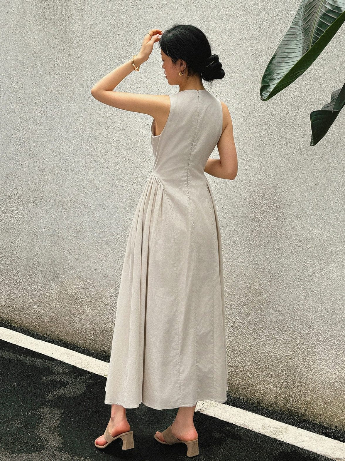 Robe longue lin fendue élégante plage