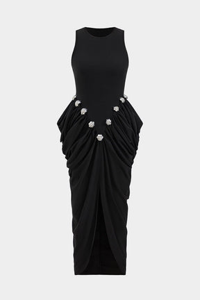 Robe longue métallisée vue de face étoile