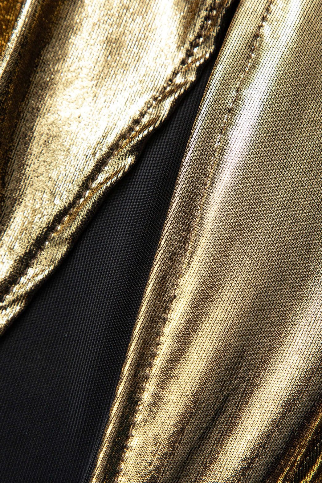 Robe longue métallisée plissée diamant