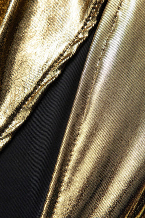 Robe longue métallisée plissée diamant