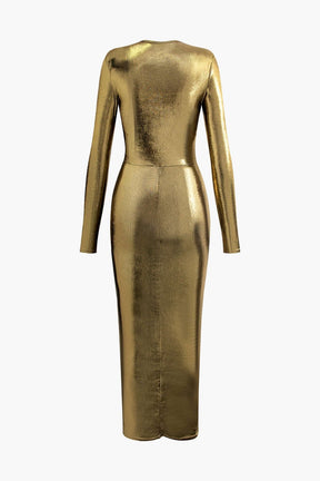 Robe de soirée moulante dorée lune