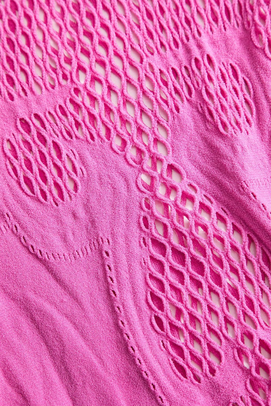 Robe maille rose transparente détail tissu étoile