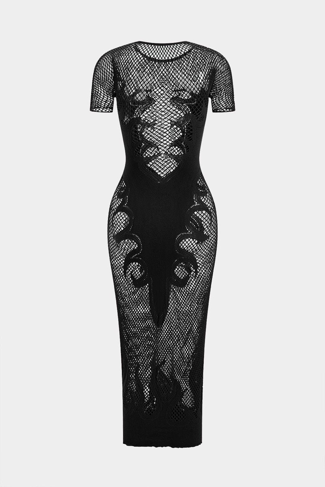 Robe maille rose transparente détail dos nuage