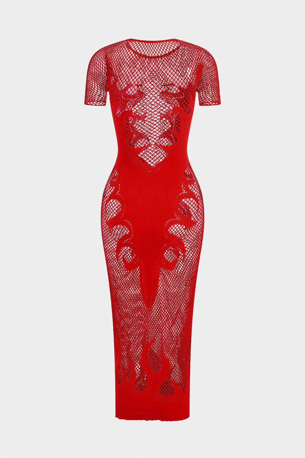 Robe maille rose transparente détail taille perle
