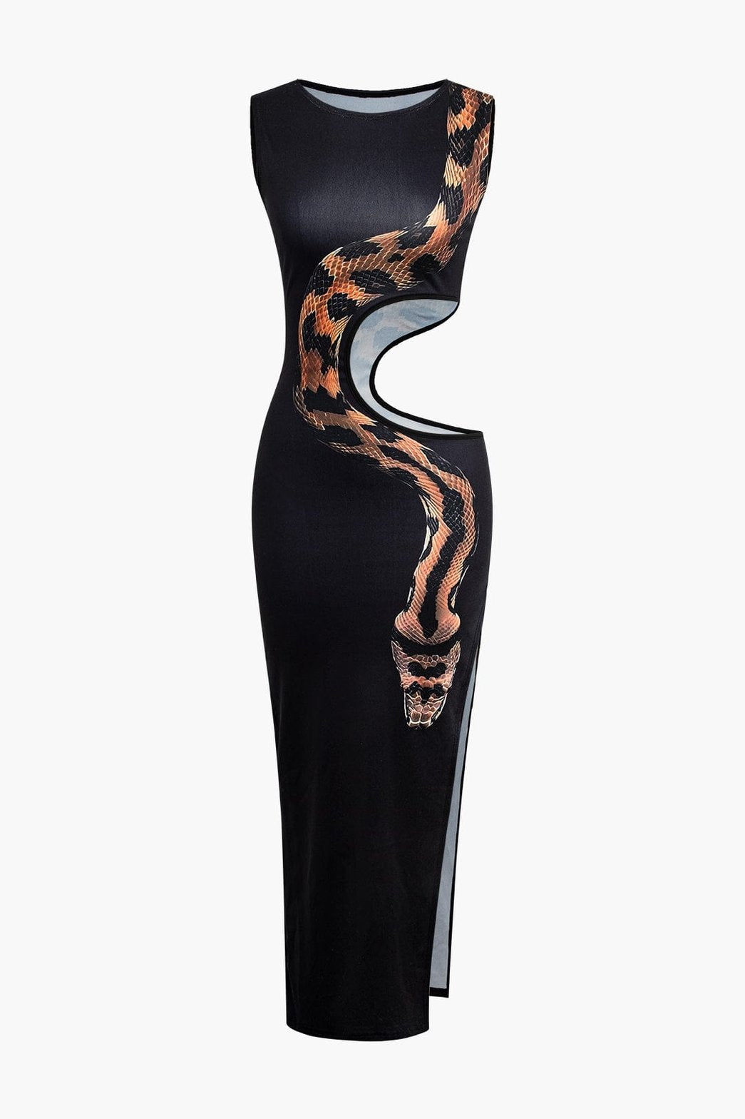 Robe moulante imprimé serpent glamour