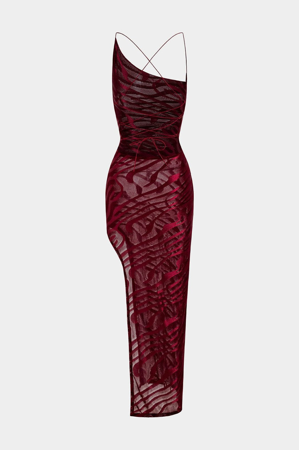 Robe maxi dos nu en mesh transparent vue de dos - Nova