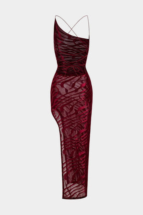 Robe maxi dos nu en mesh transparent vue de dos - Nova