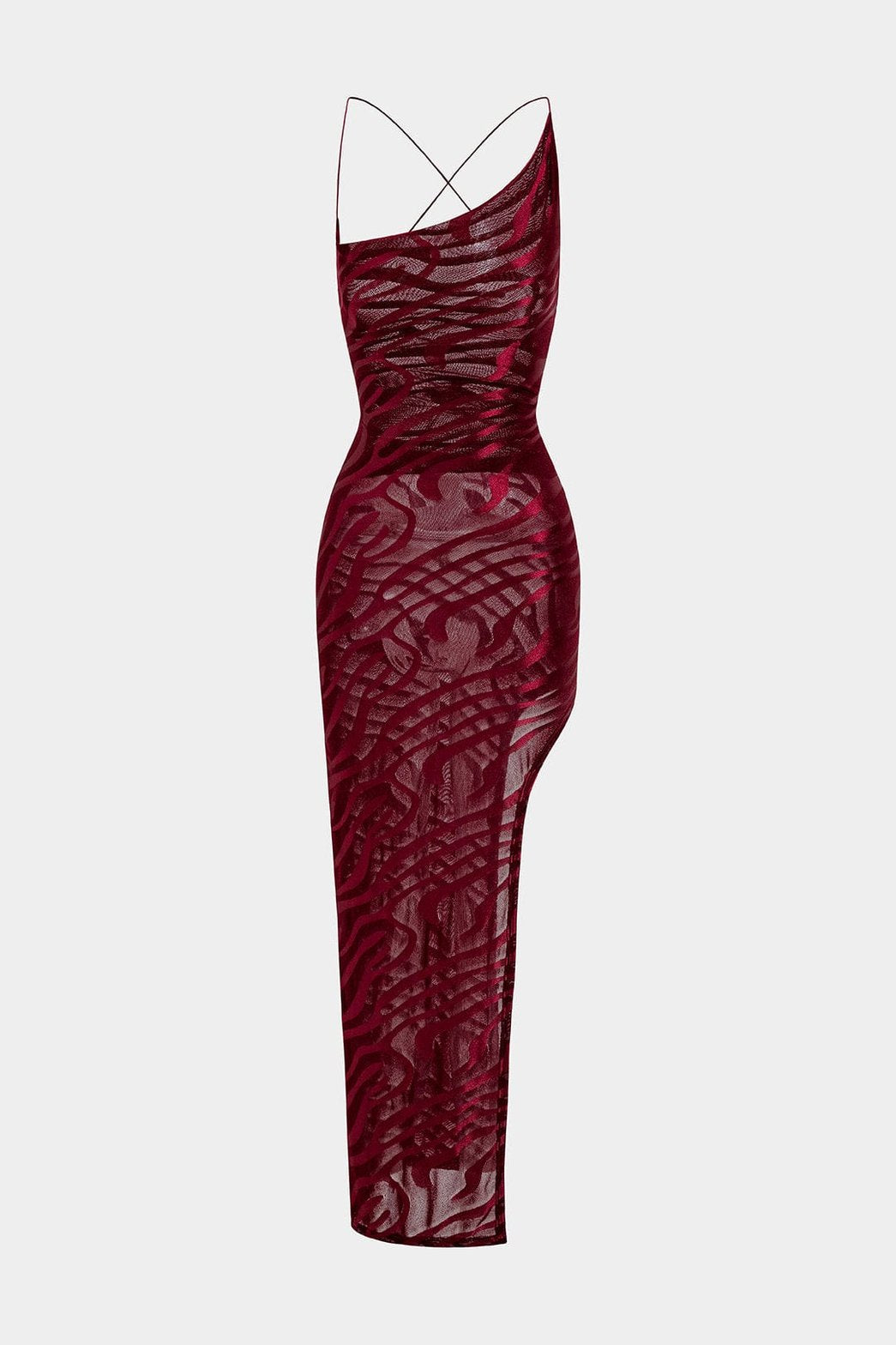 Robe longue moulante dos nu bordeaux élégante - Luna