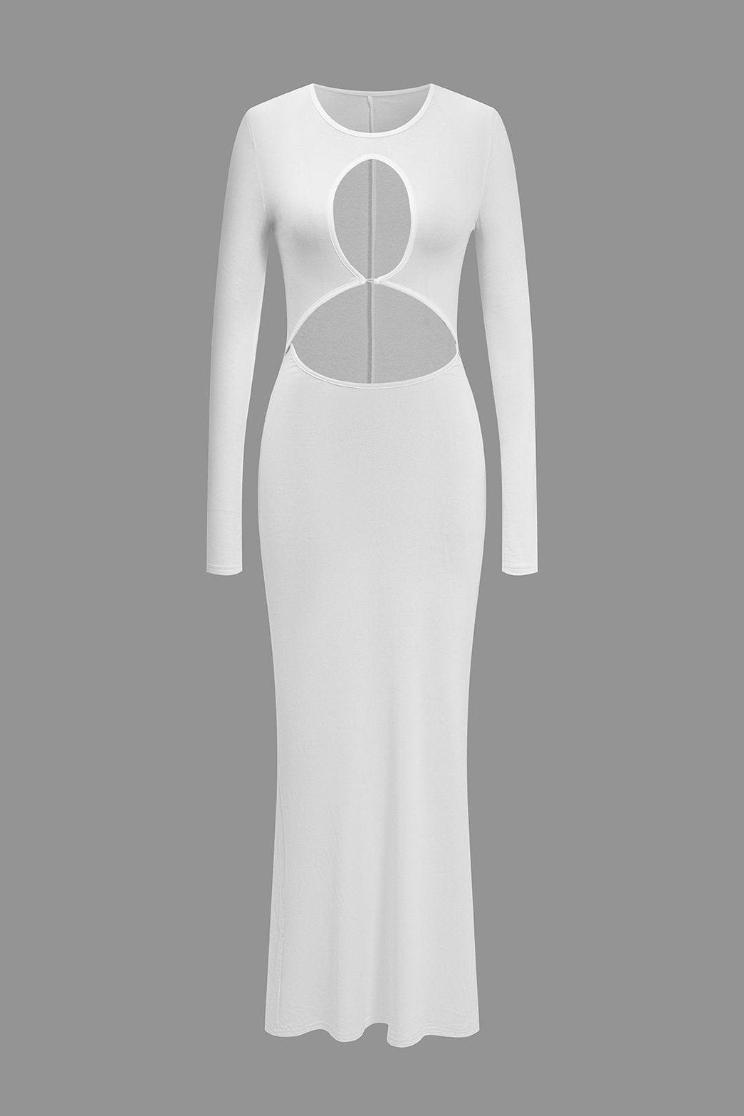 Robe longue moulante blanche découpes étoile