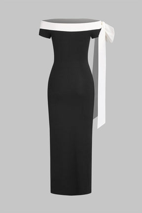 Robe longue patchwork détail nœud cristal