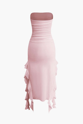 Robe Longue Plissée Asymétrique Élégante