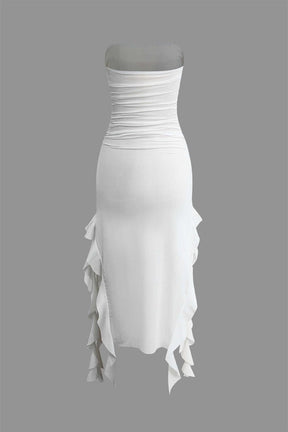 Robe Longue Plissée Asymétrique Élégante