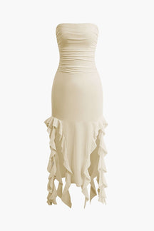 Robe Longue Plissée Asymétrique Élégante
