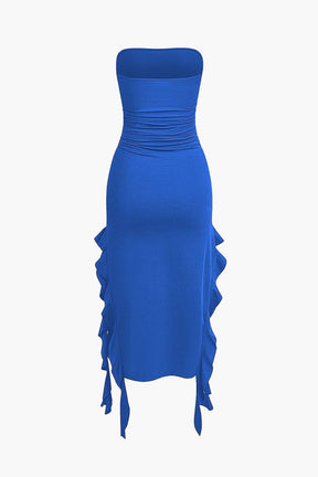 Robe Longue Plissée Asymétrique Élégante