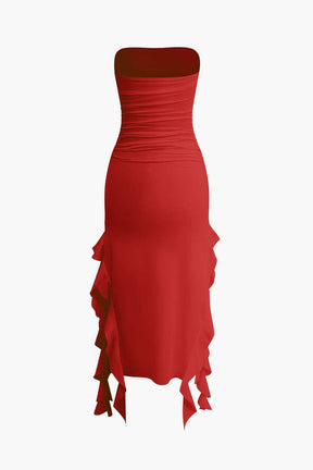 Robe Longue Plissée Asymétrique Élégante