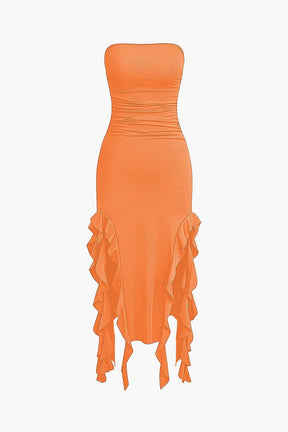 Robe Longue Plissée Asymétrique Élégante