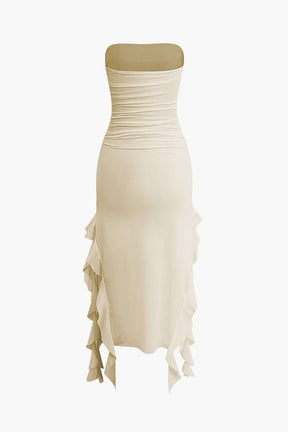 Robe Longue Plissée Asymétrique Élégante
