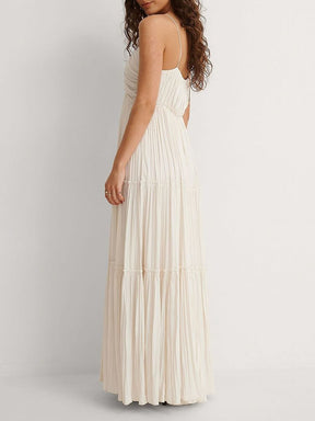 Robe longue blanche fluide étoile