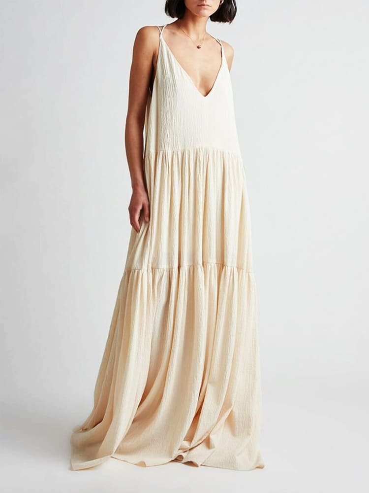 Robe longue plissée Ocean Breeze vue de côté - Vague