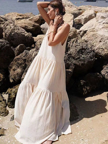 Robe longue plissée Ocean Breeze vue de face - Soleil