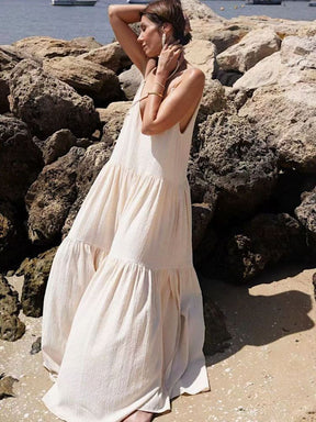Robe longue plissée Ocean Breeze vue de face - Soleil