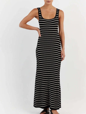 Robe tricot rayée élégante simplicité