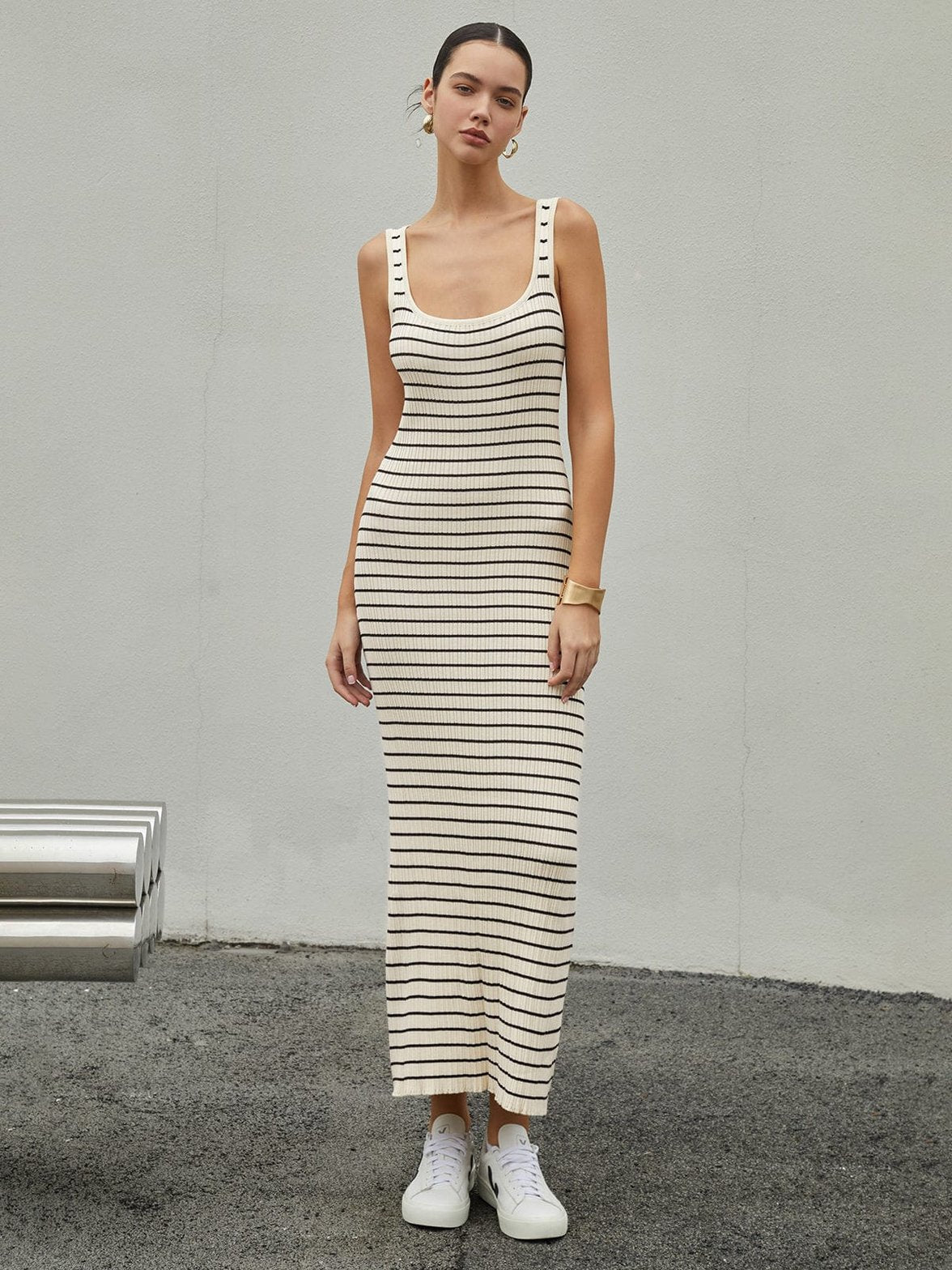 Robe longue rayée décontractée légèreté