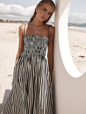 Robe maxi rayée élégante brise