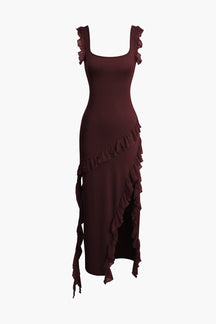 Robe fendue rouge océan