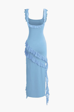 Robe fendue rouge rosée