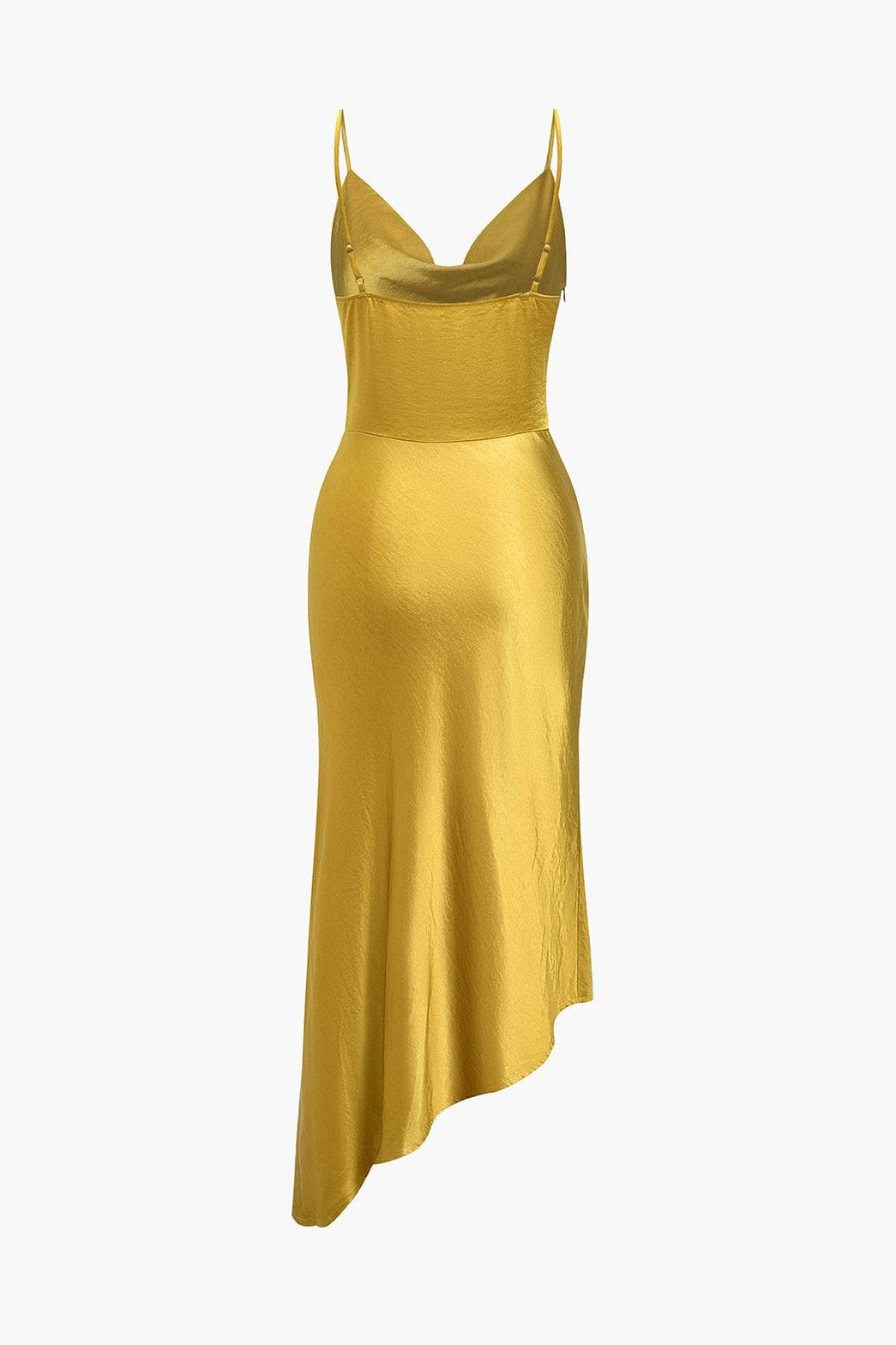 Robe longue satinée jaune col bateau - Étoile