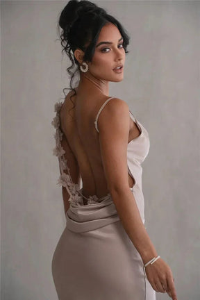 Robe longue satin soirée lune