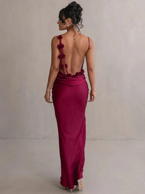 Robe satin florale cristal