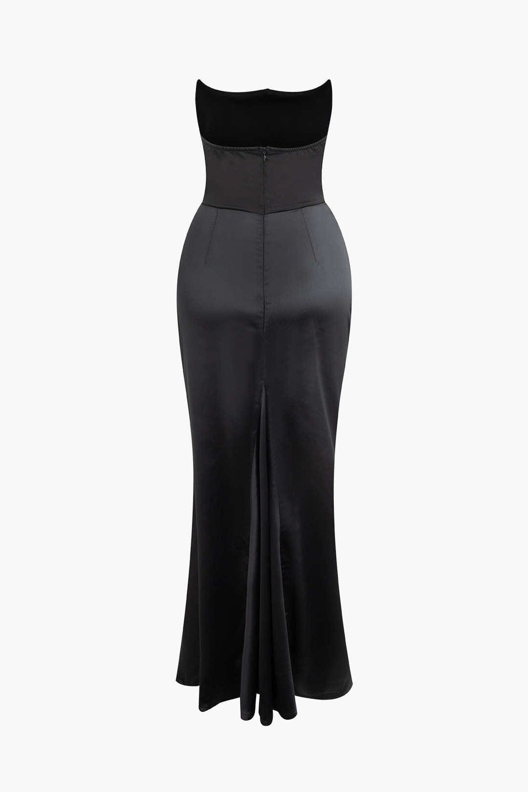 Robe sirène en satin noir soleil