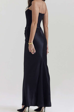 Robe sirène élégante noire rubis