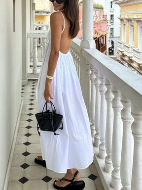 Robe longue blanche dos nu été soleil