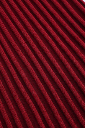 Robe longue tricotée rouge col montant vue ensemble style