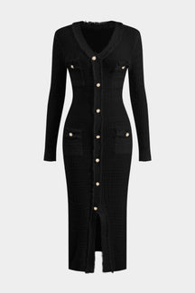 Col V robe tricot blanche - Sophistication