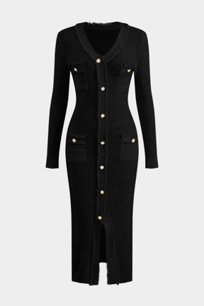 Col V robe tricot blanche - Sophistication