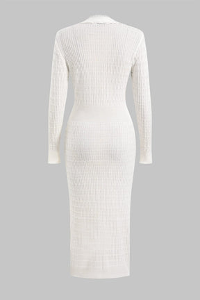 Robe longue tricot blanche vue de dos - Légèreté