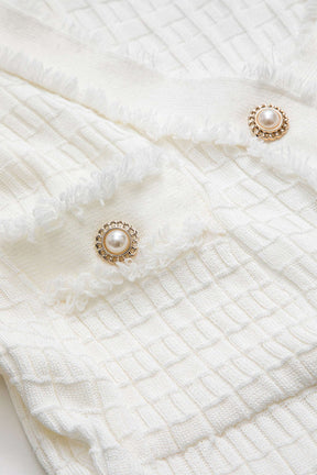Vue latérale robe tricot blanche - Harmonie