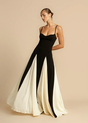 Robe longue de gala bicolore cristal
