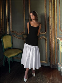 Robe maxi blanche élégante volant pureté
