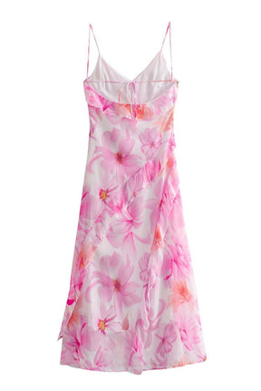 Robe volantée rose pâle nuage