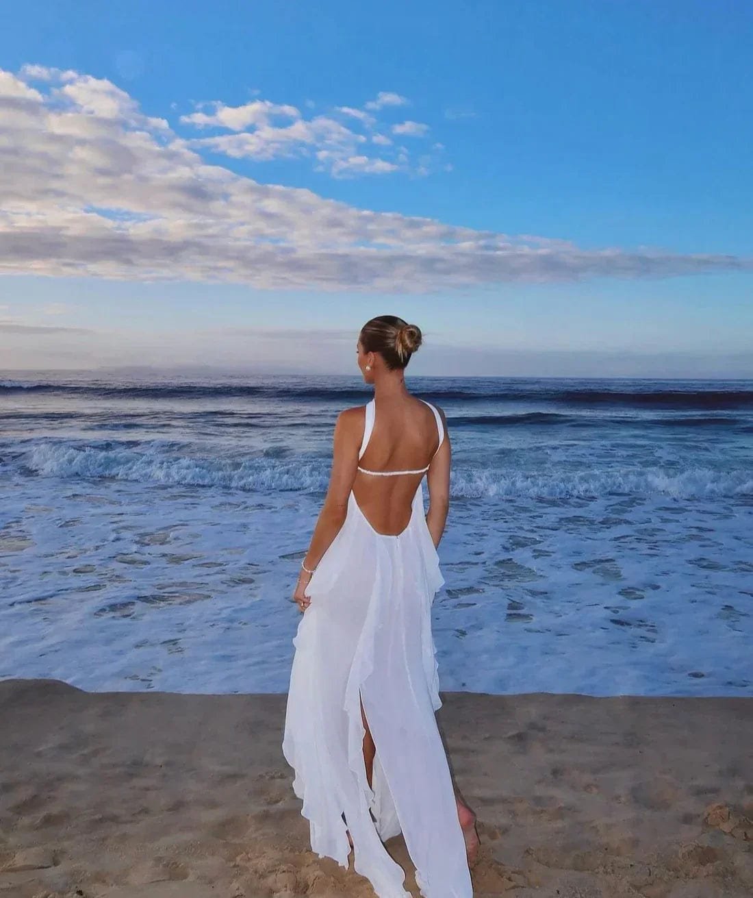 Robe longue blanche fluidité
