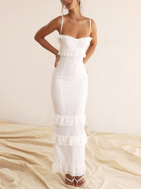 Robe maxi blanche volants liberté